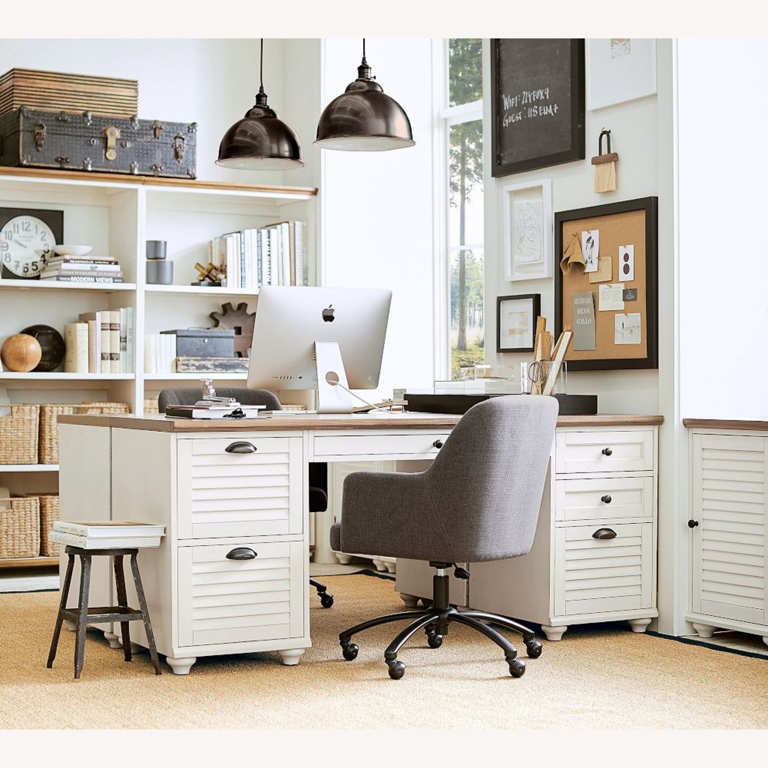 Pottery Barn White Wood Desk - image-5