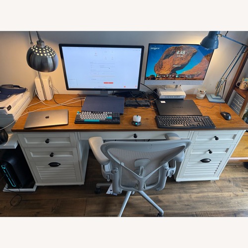Used Pottery Barn White Wood Desk for sale on AptDeco