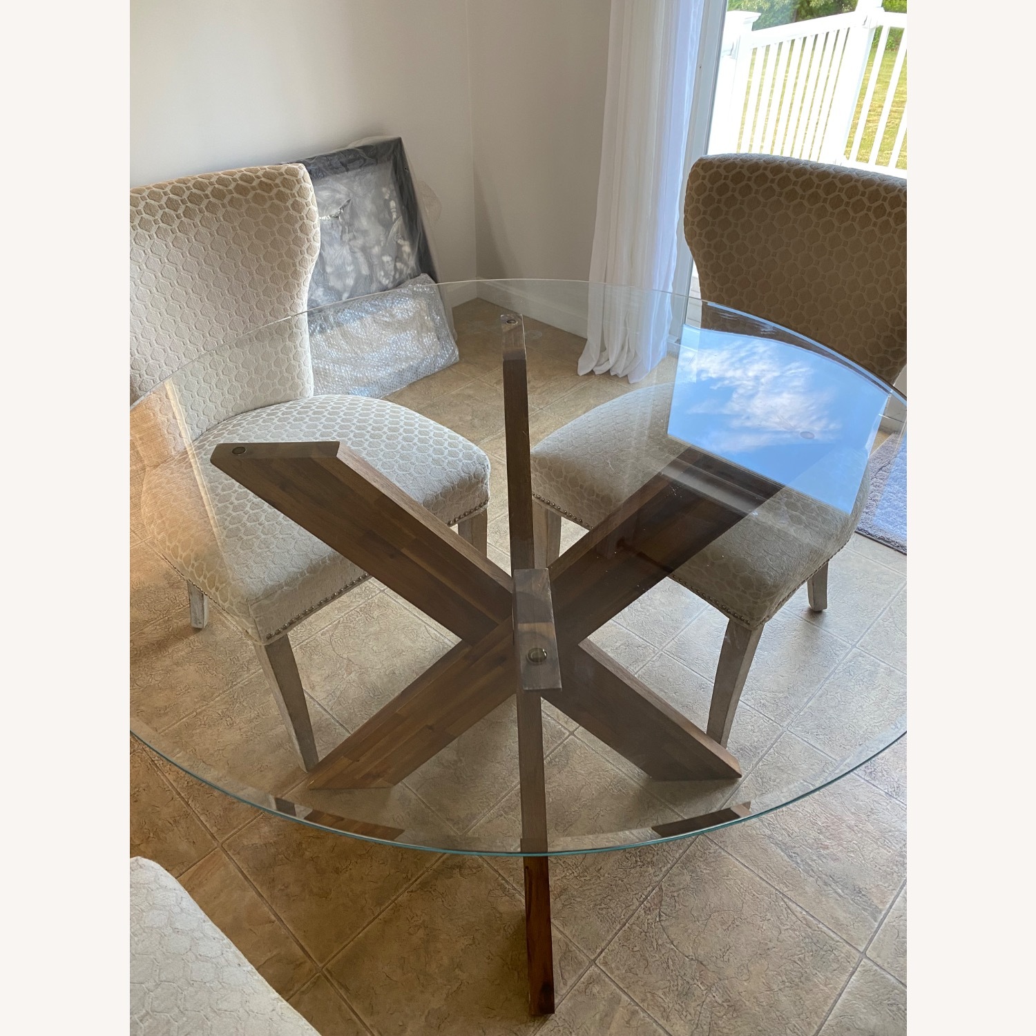 Pier 1 Imports Wood Pedestal Base Dining Table Set - image-2