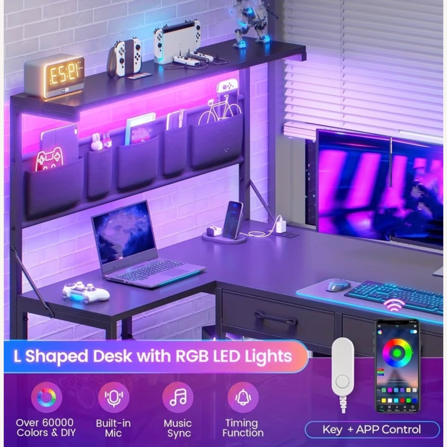 Amazon L- Shaped Office Gaming Desk with Lots of Storage - image-6