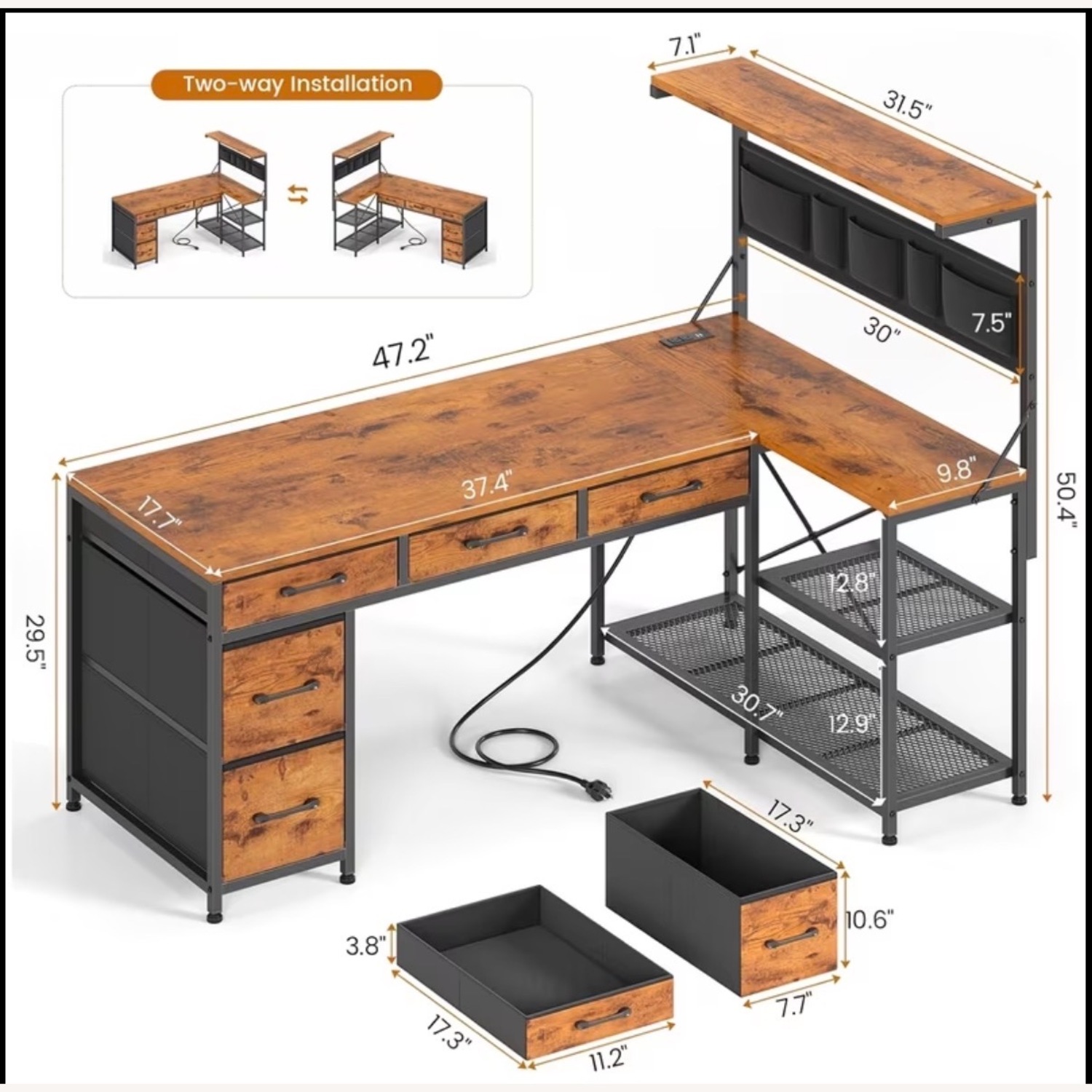 Amazon L- Shaped Office Gaming Desk with Lots of Storage - image-4