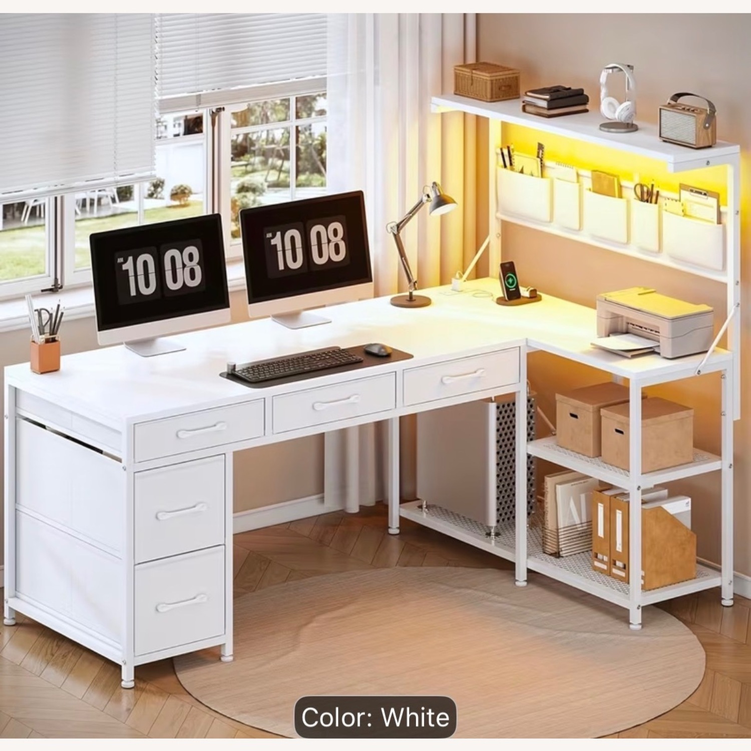 Amazon L- Shaped Office Gaming Desk with Lots of Storage - image-1