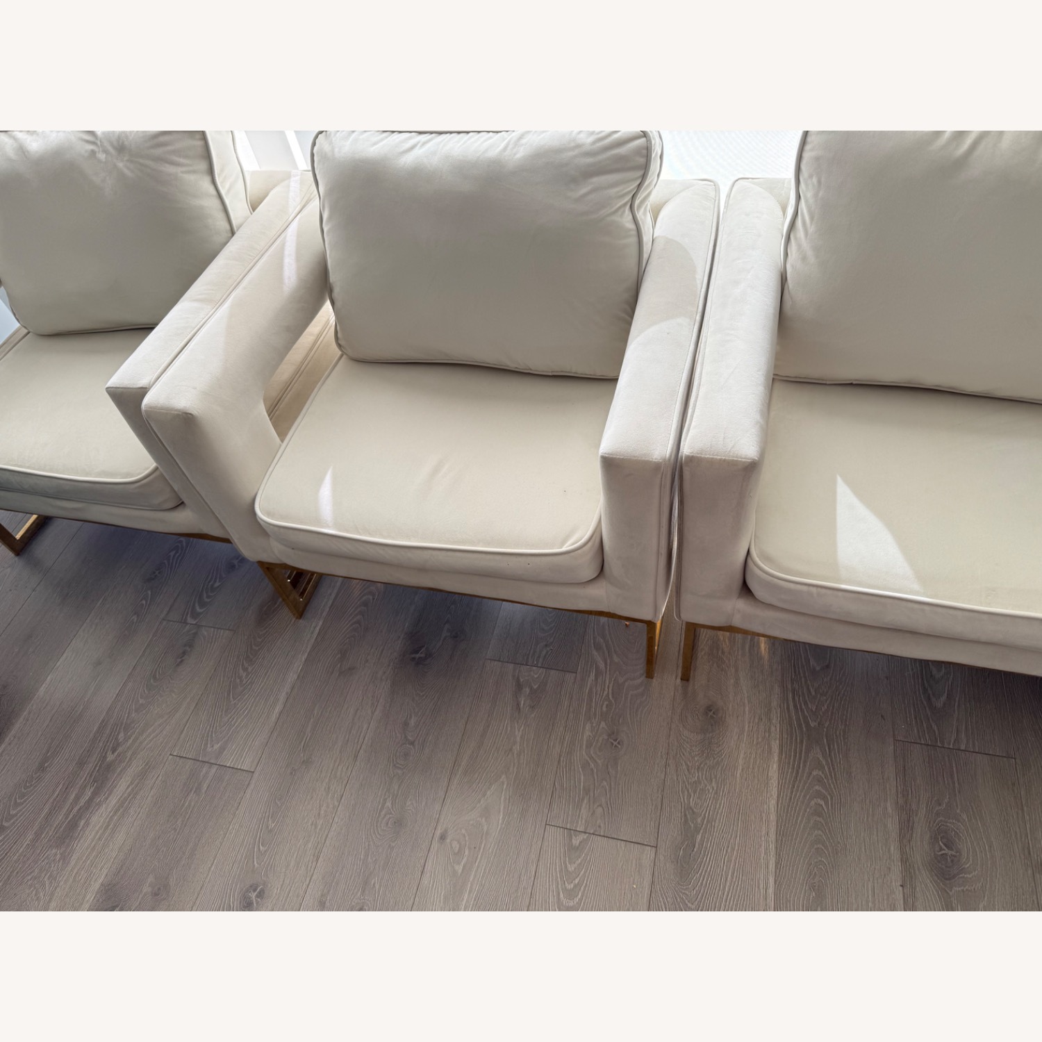 Mercers Furniture White Suede Accent Chairs - image-1