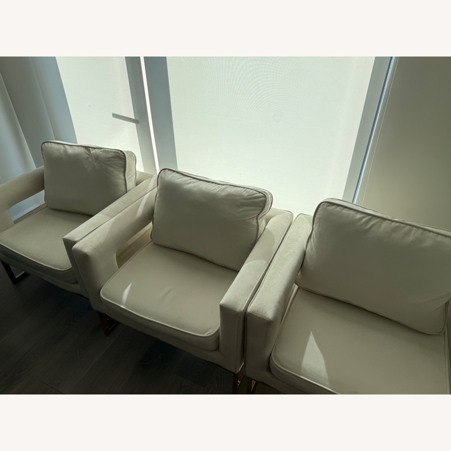Mercers Furniture White Suede Accent Chairs - image-3