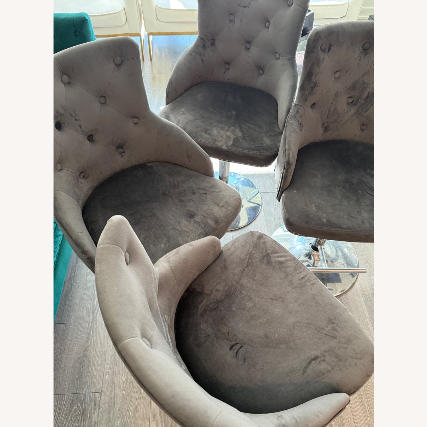 Mercers Furniture Dark Gray Suede Stools - image-3