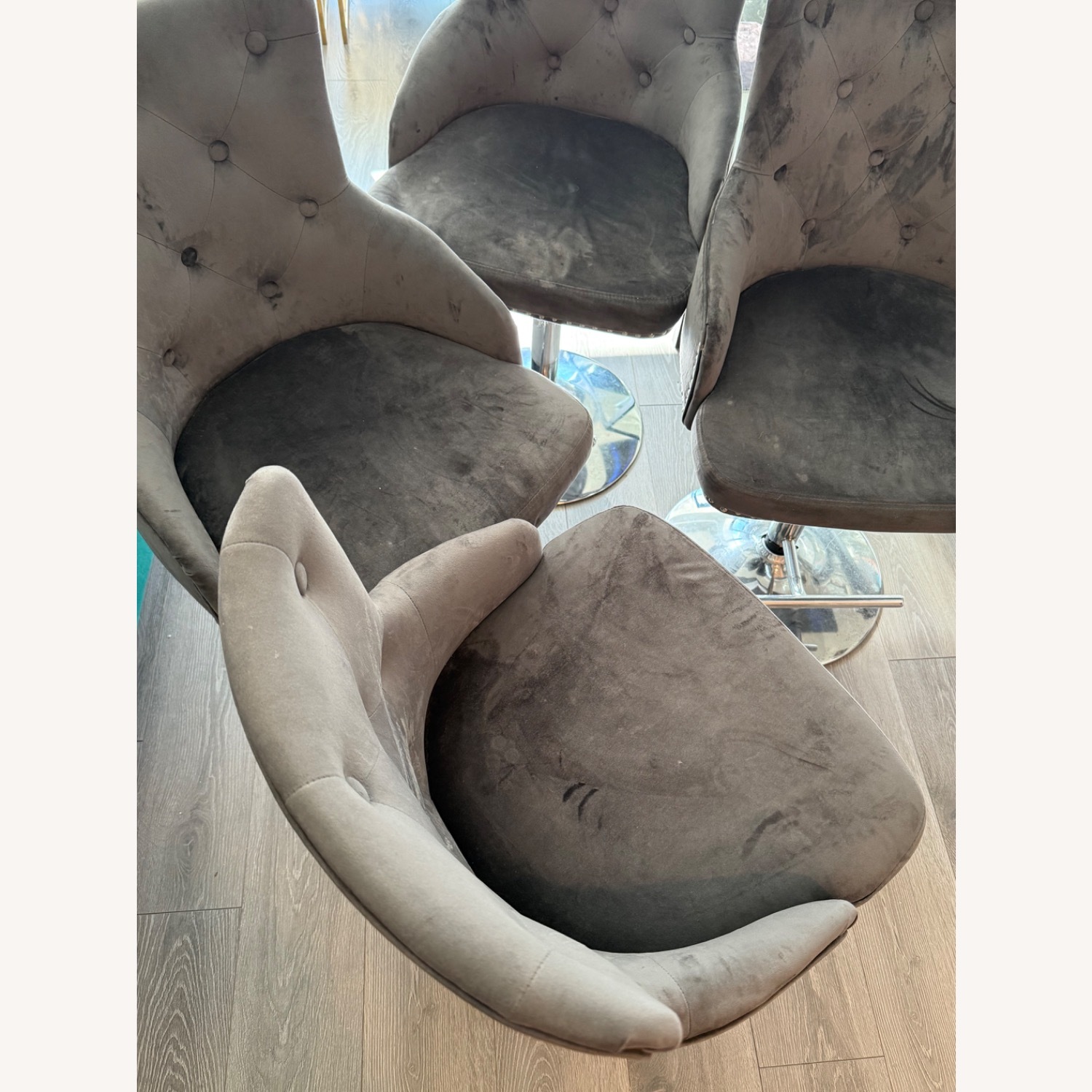 Mercers Furniture Dark Gray Suede Stools - image-1
