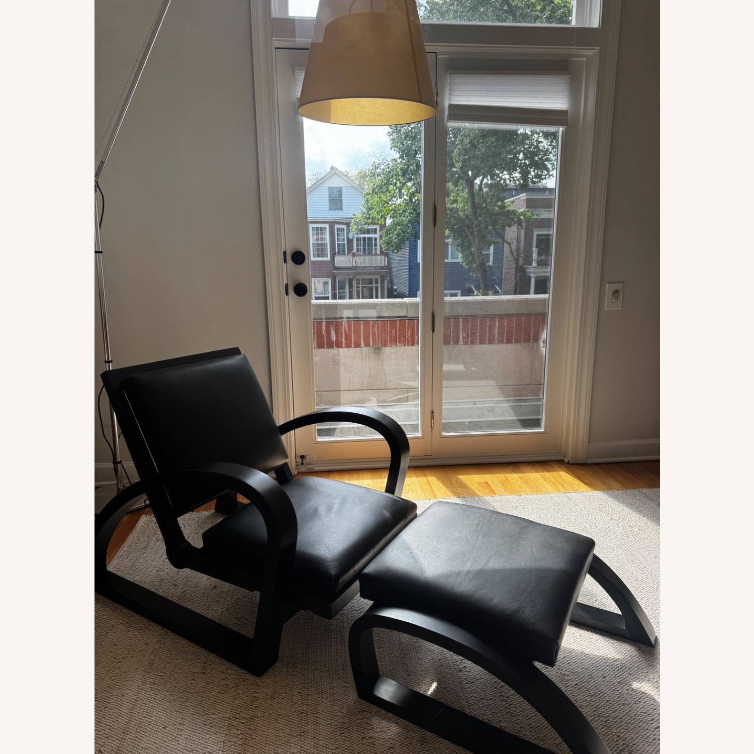 Vintage/Antique Black Leather Armchair - image-1