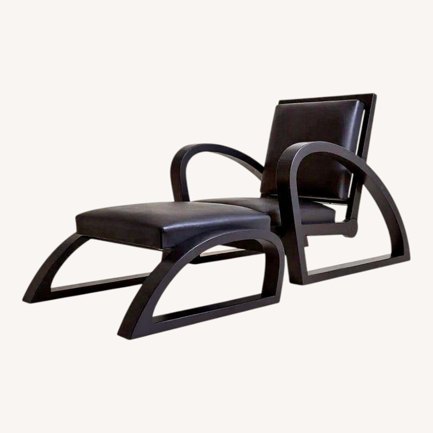 Vintage/Antique Black Leather Armchair - image-0