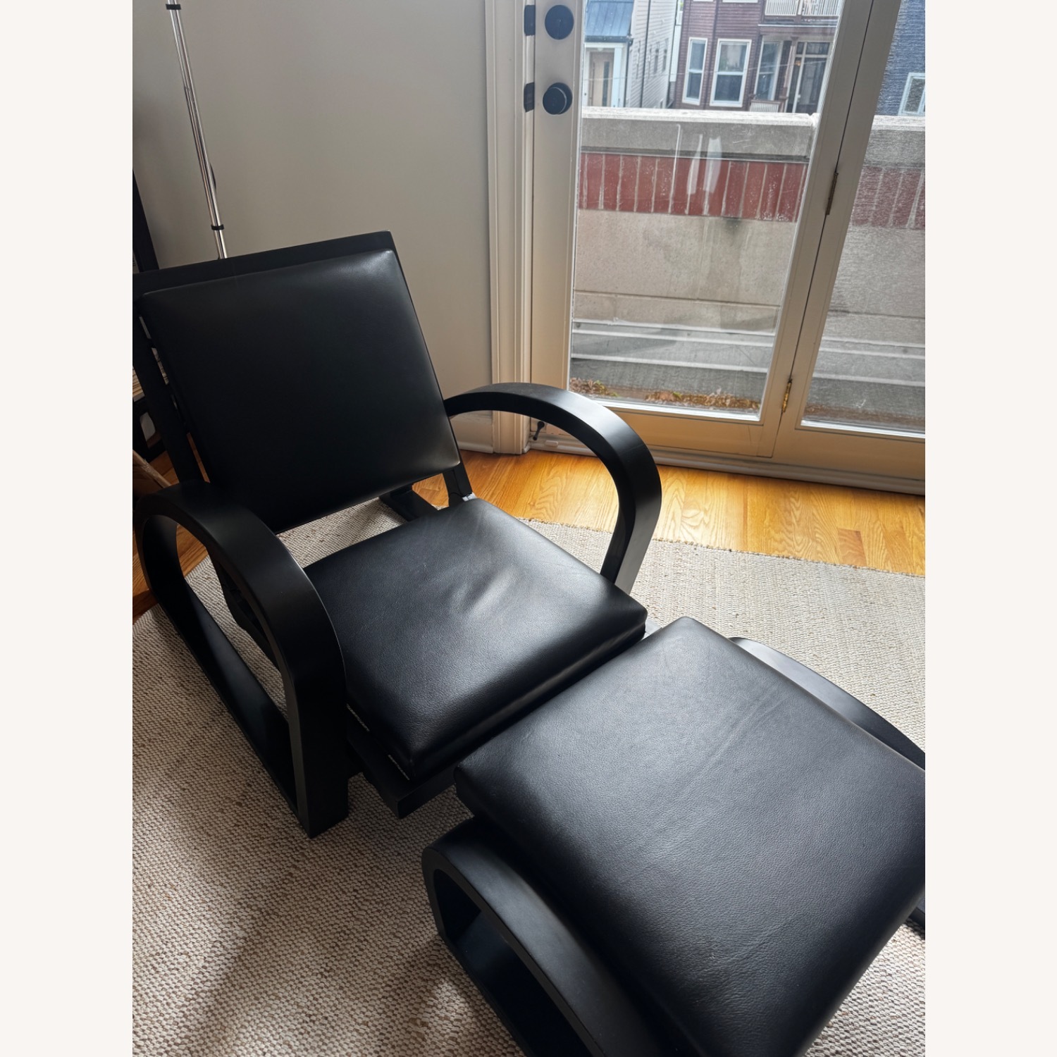 Vintage/Antique Black Leather Armchair - image-5