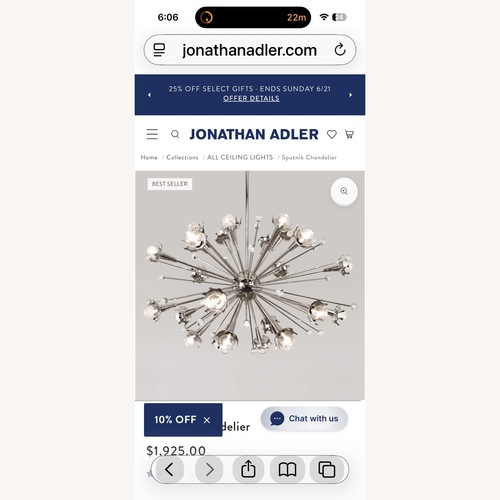 Used Jonathan Adler Sputnik Silver Ceiling Lamp for sale on AptDeco