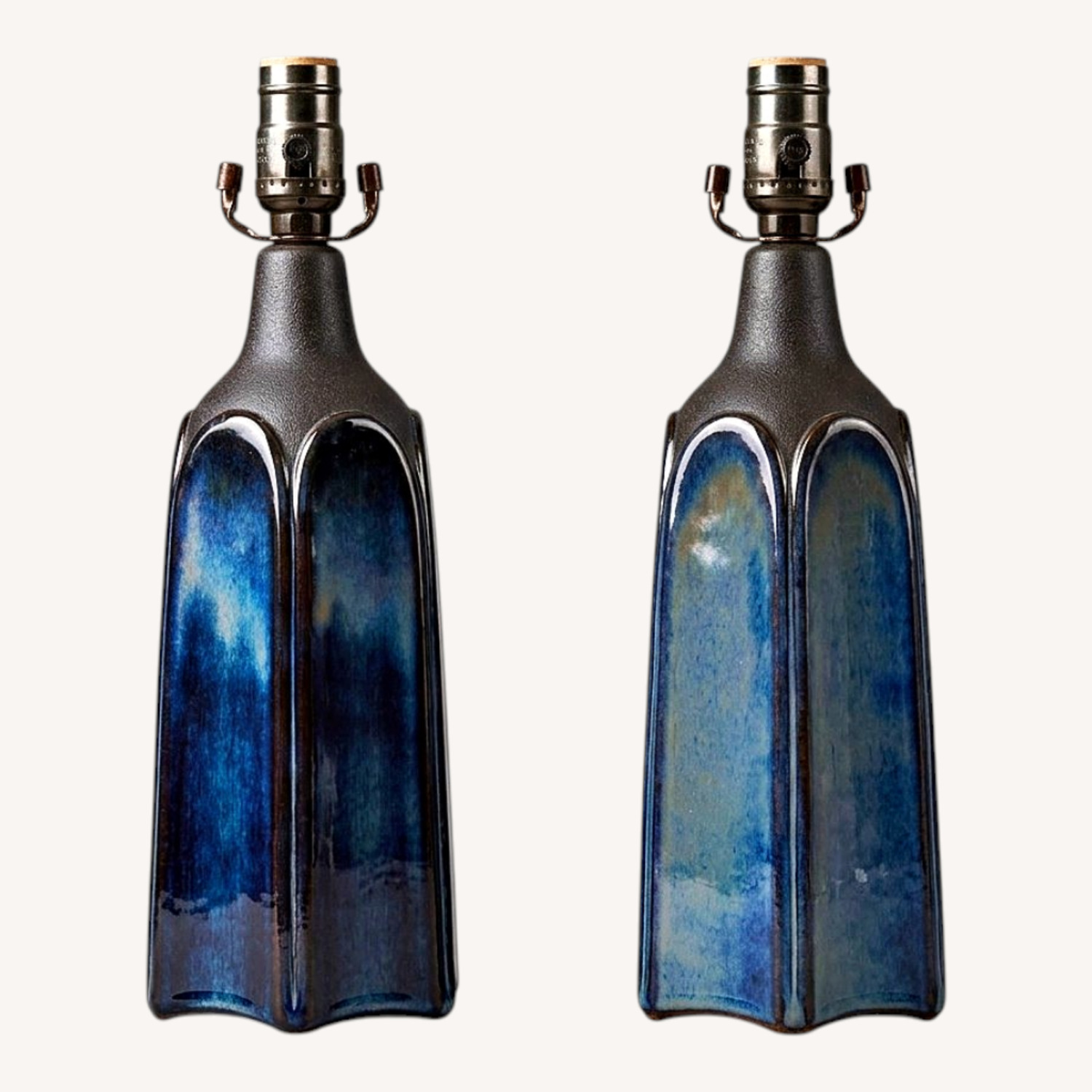 Vintage/Antique Blue Ceramic Table Lamps - image-6
