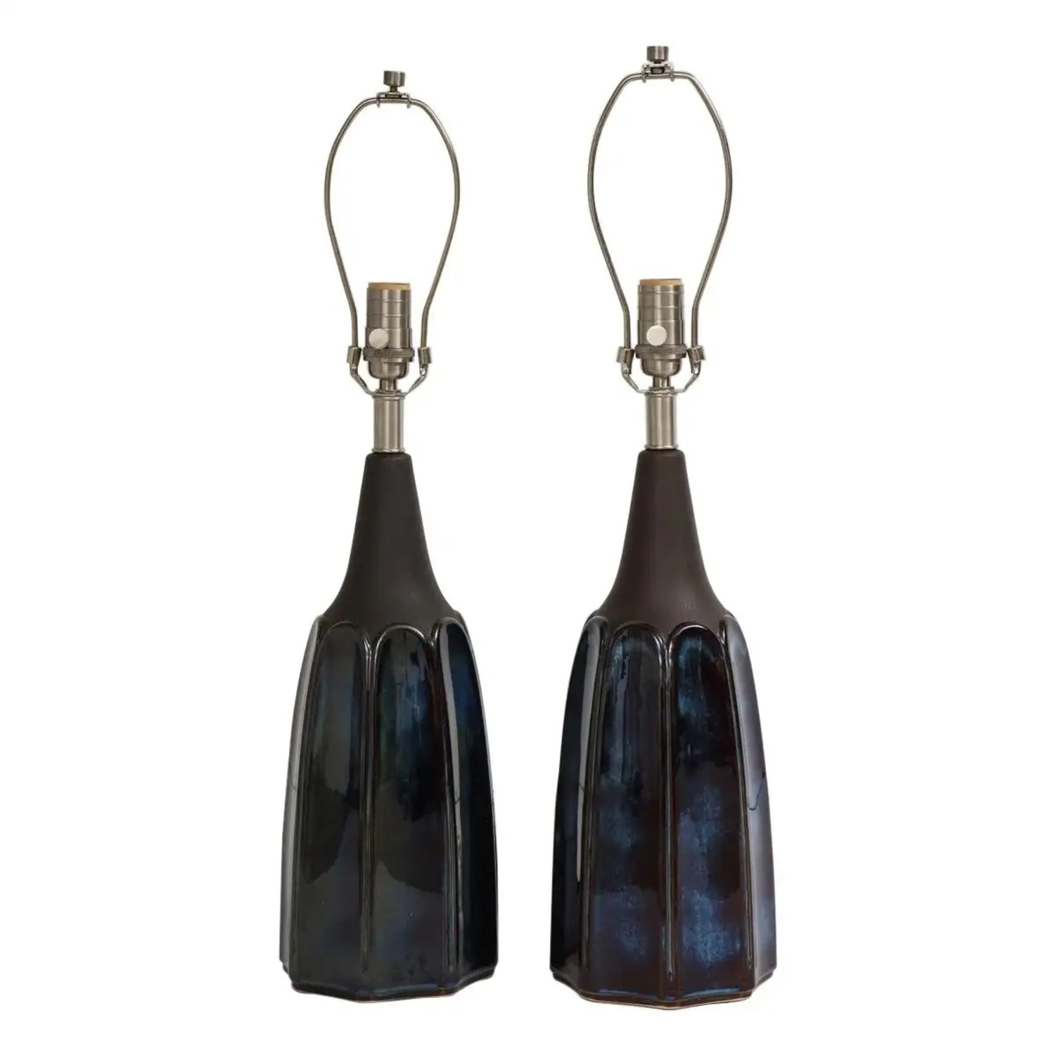 Vintage/Antique Blue Ceramic Table Lamps - image-7