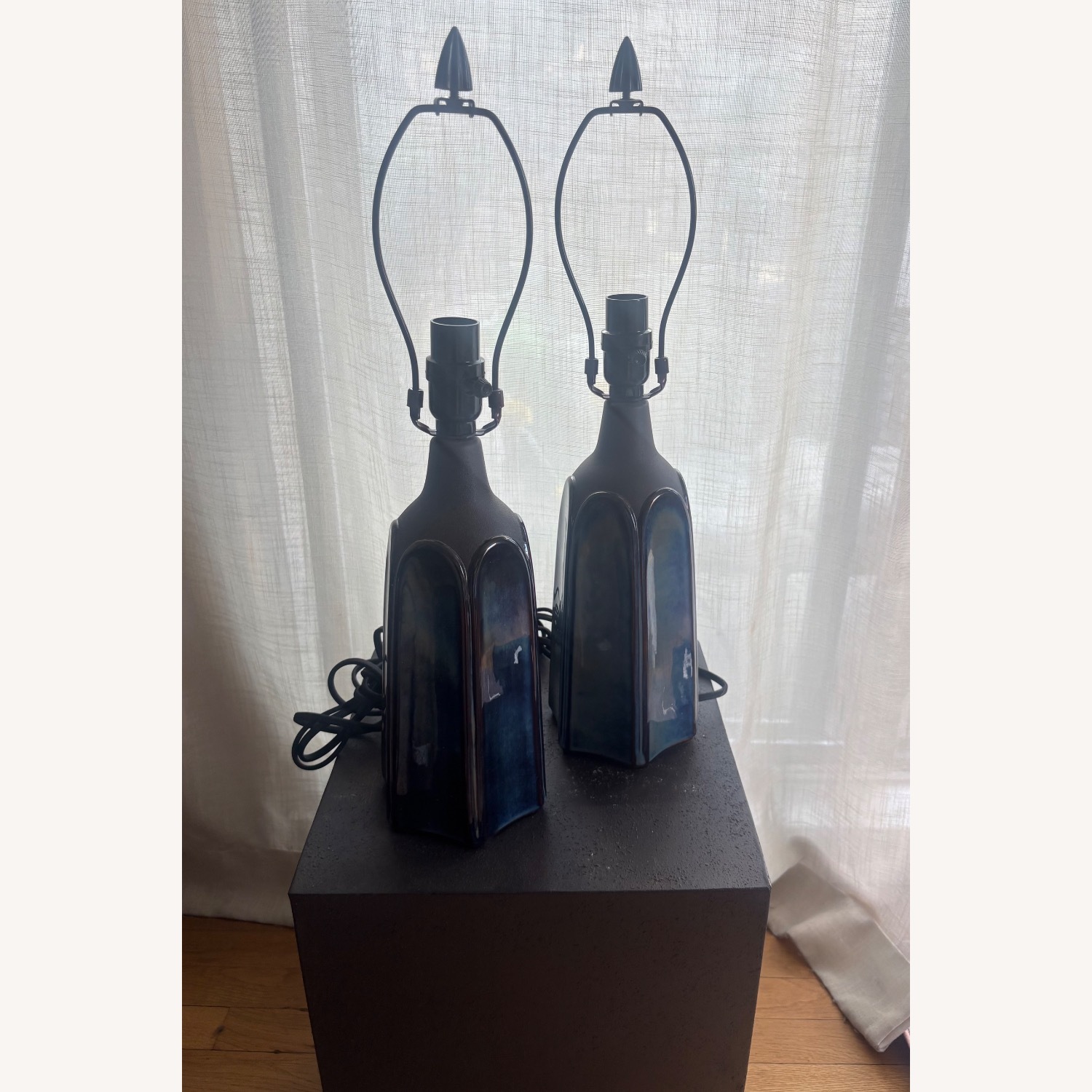 Vintage/Antique Blue Ceramic Table Lamps - image-5