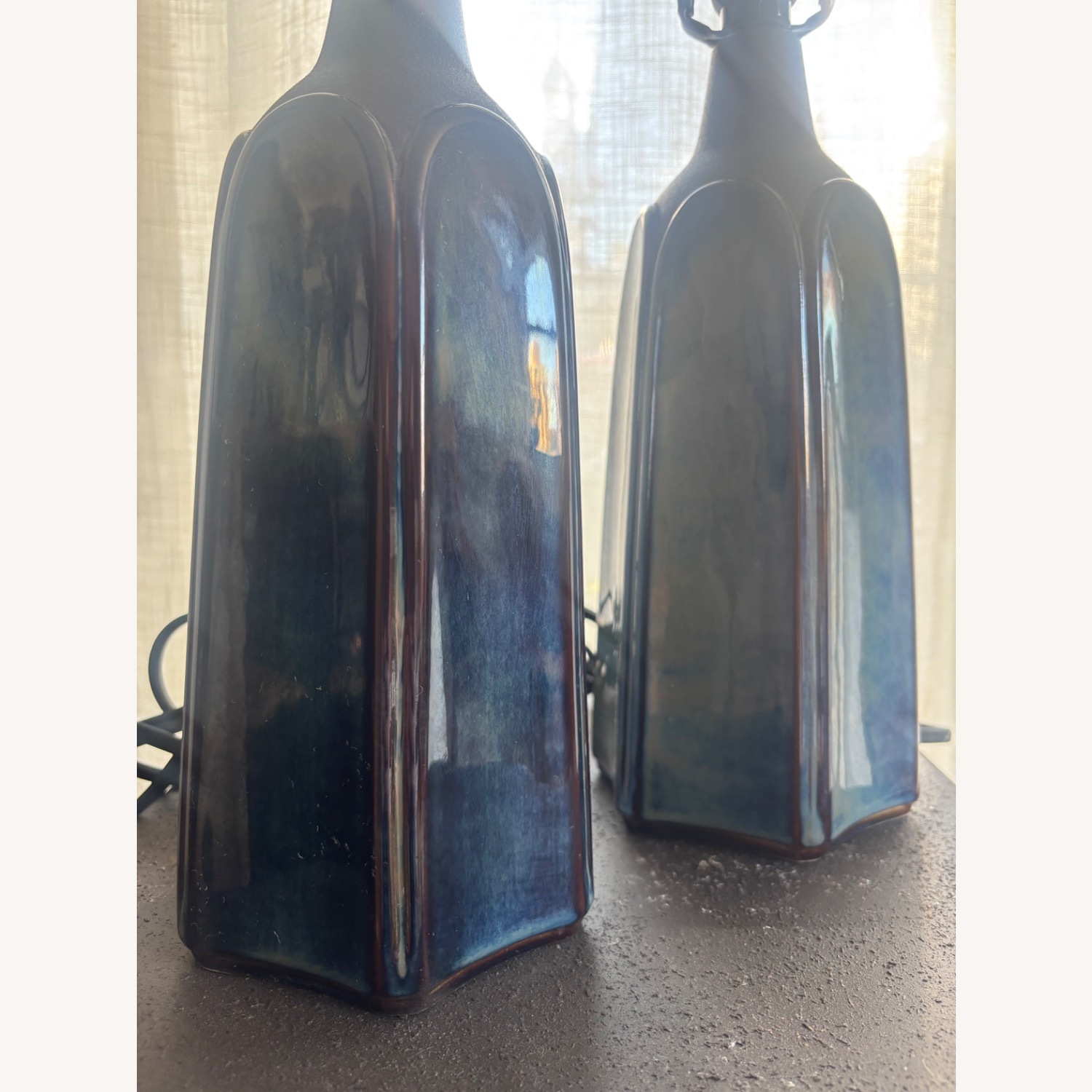 Vintage/Antique Blue Ceramic Table Lamps - image-3