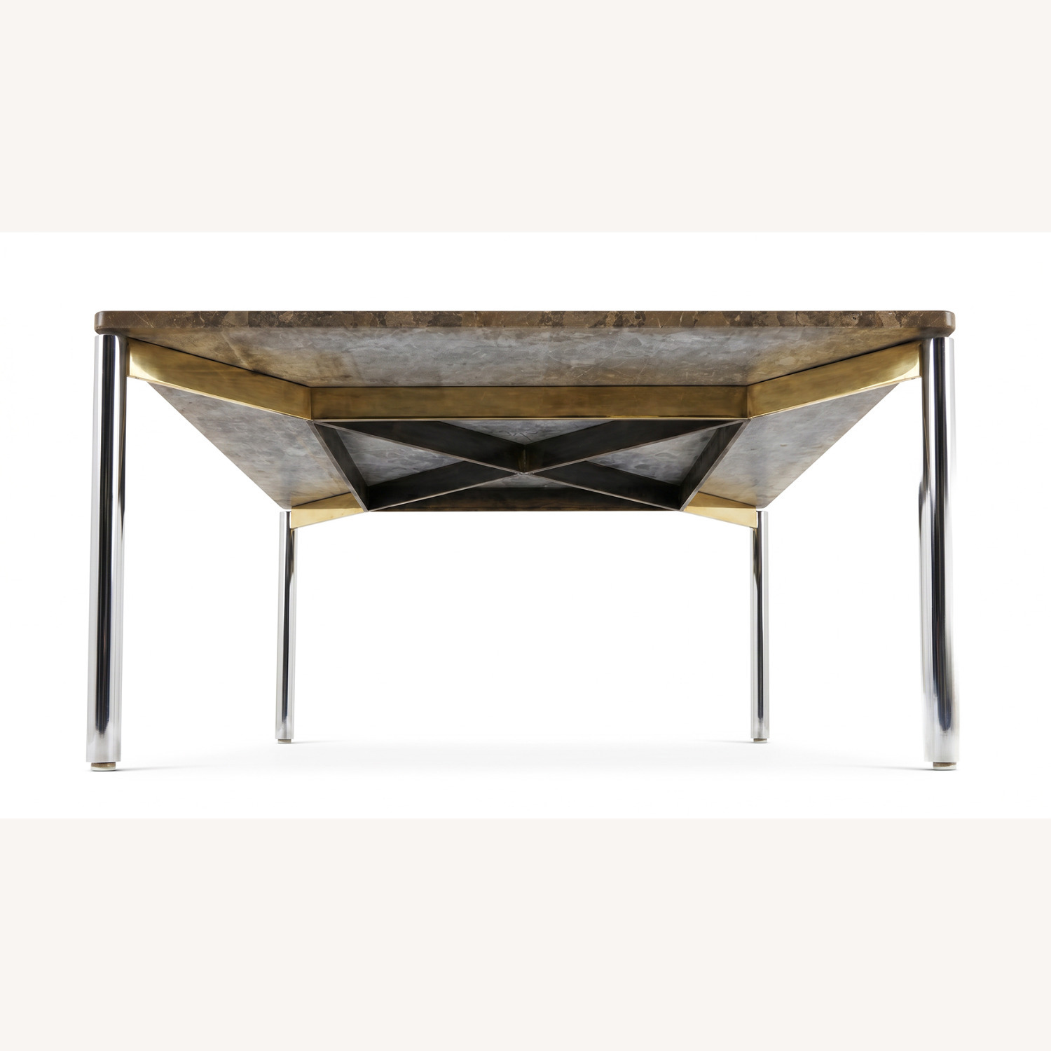 MCM Chrome And Marble Square Dining Table - image-1