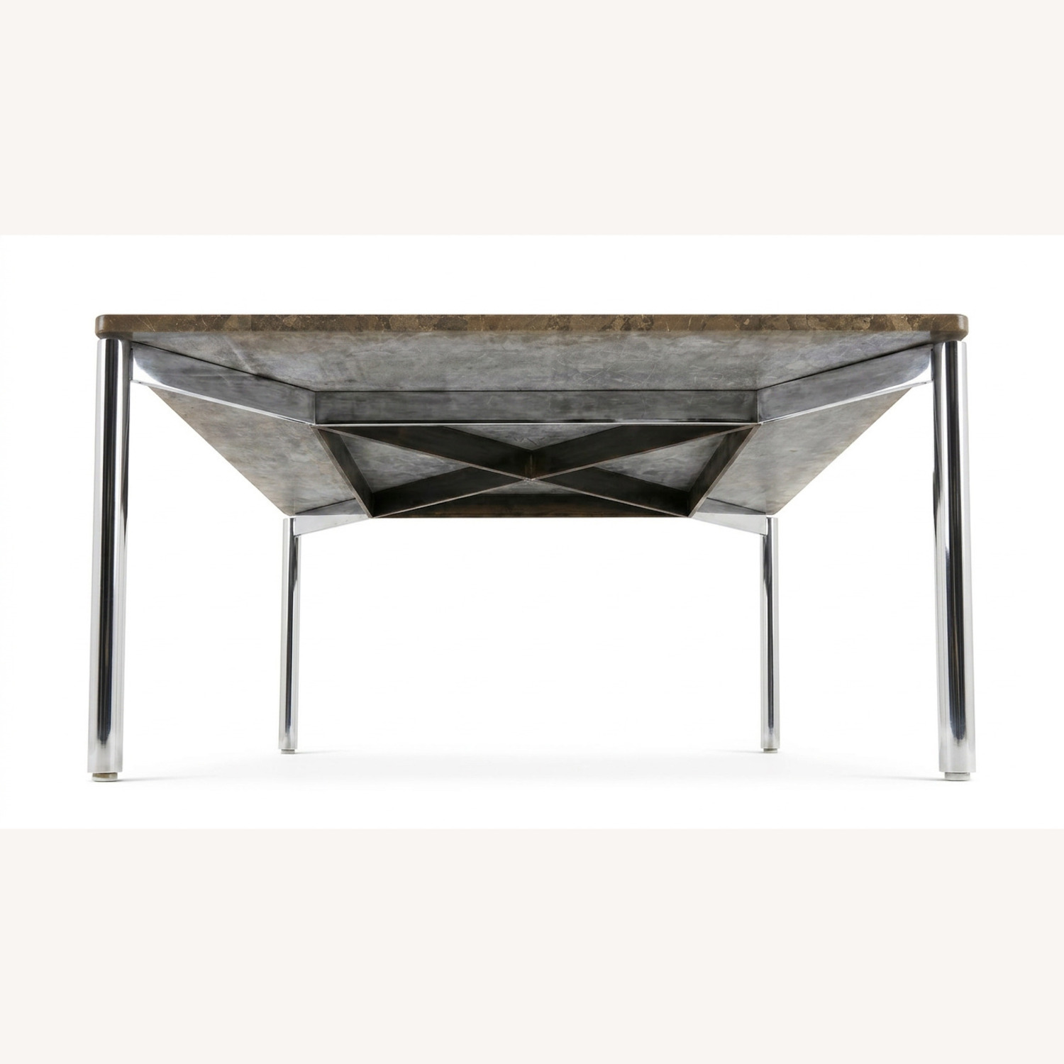 MCM Chrome And Marble Square Dining Table - image-4