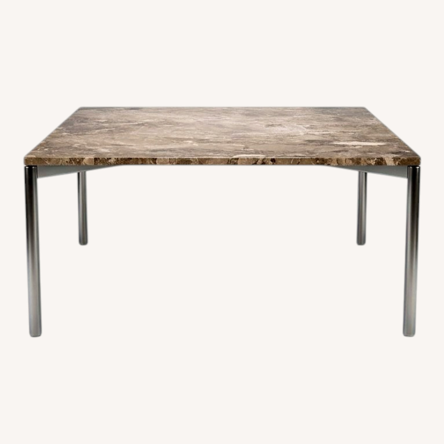 MCM Chrome And Marble Square Dining Table - image-0