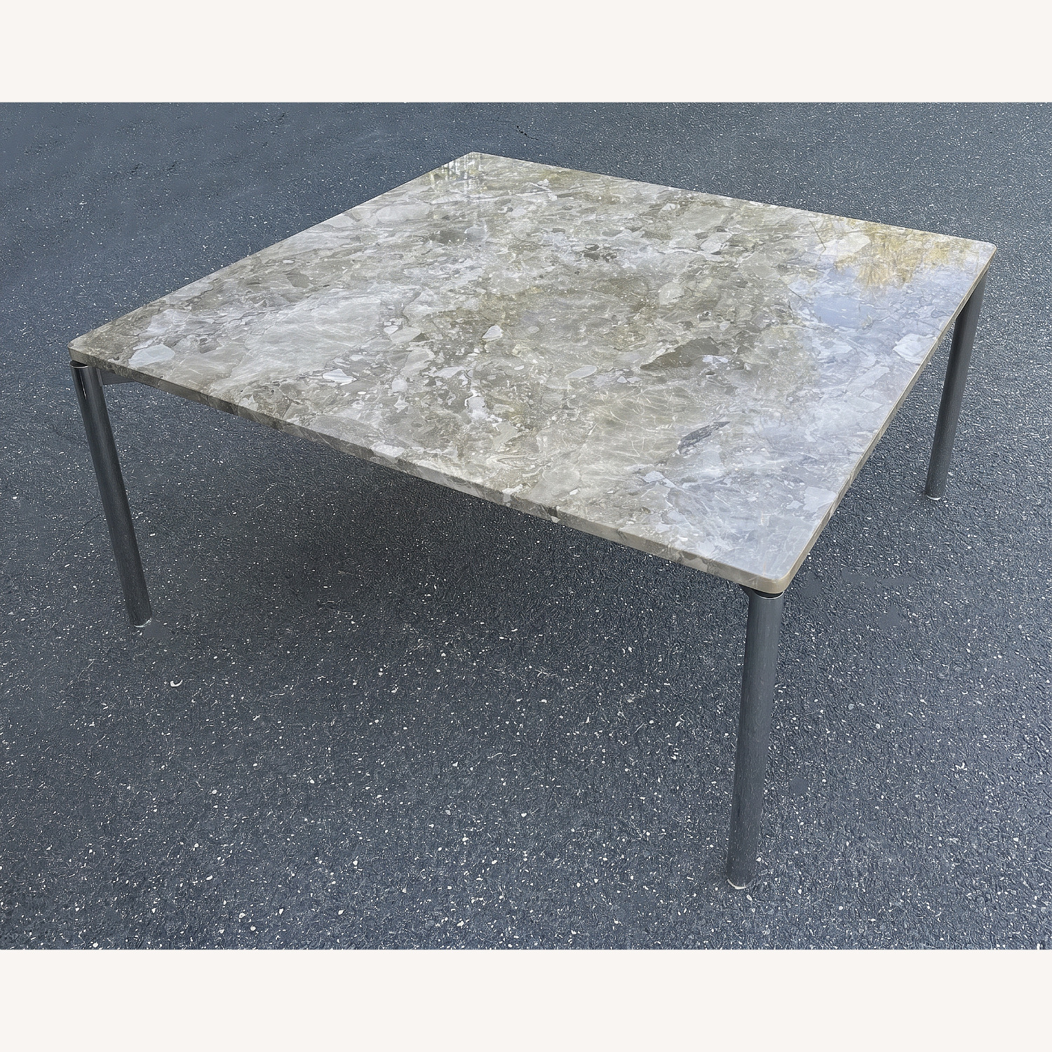 MCM Chrome And Marble Square Dining Table - image-6
