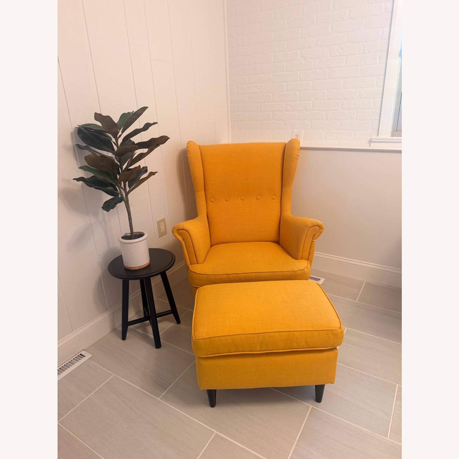 IKEA Strandmon Yellow Fabric Accent Chair - image-1