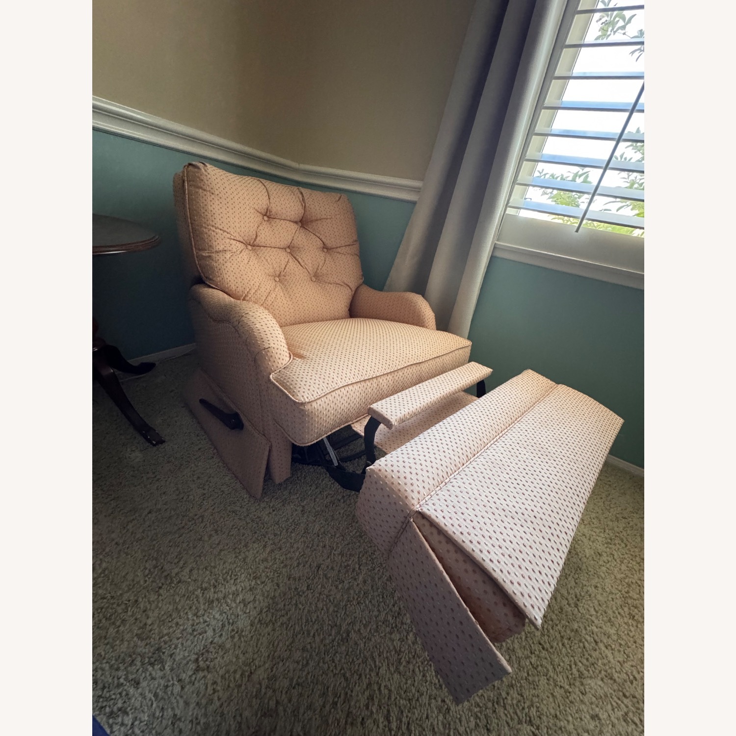 Norwalk Sara Peach Fabric Swivel Recliner - image-3