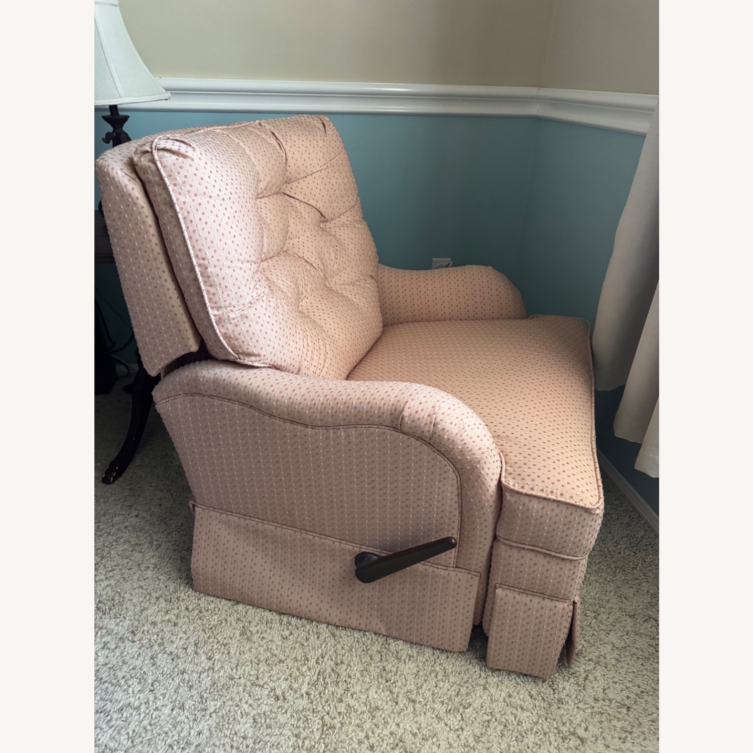 Norwalk Sara Peach Fabric Swivel Recliner - image-5