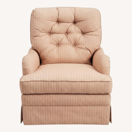 Used Norwalk Sara Peach Fabric Swivel Recliner for sale on AptDeco