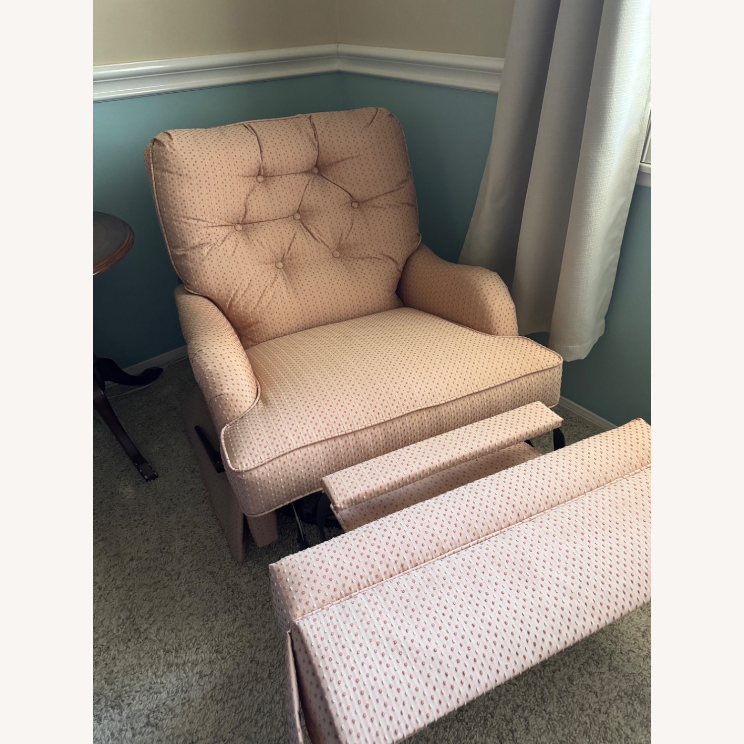 Norwalk Sara Peach Fabric Swivel Recliner - image-2