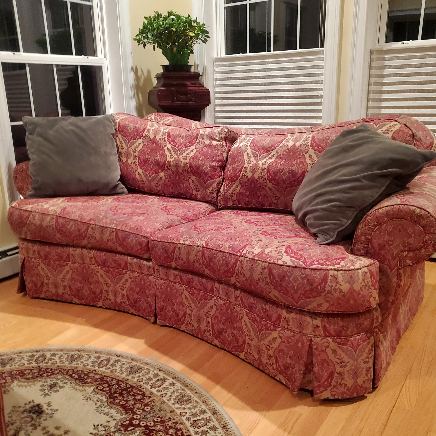 Ethan Allen Curved Camelback Sofa - image-9