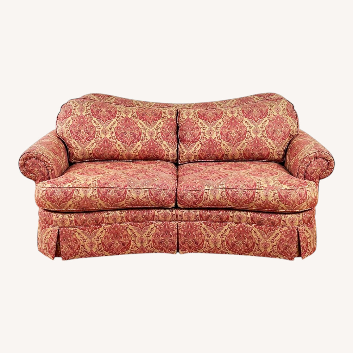 Ethan Allen Curved Camelback Sofa - image-0