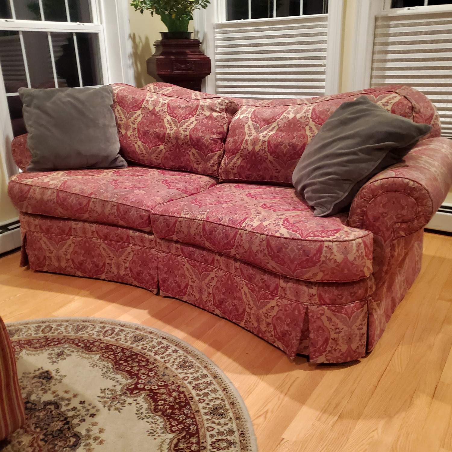 Ethan Allen Curved Camelback Sofa - image-8