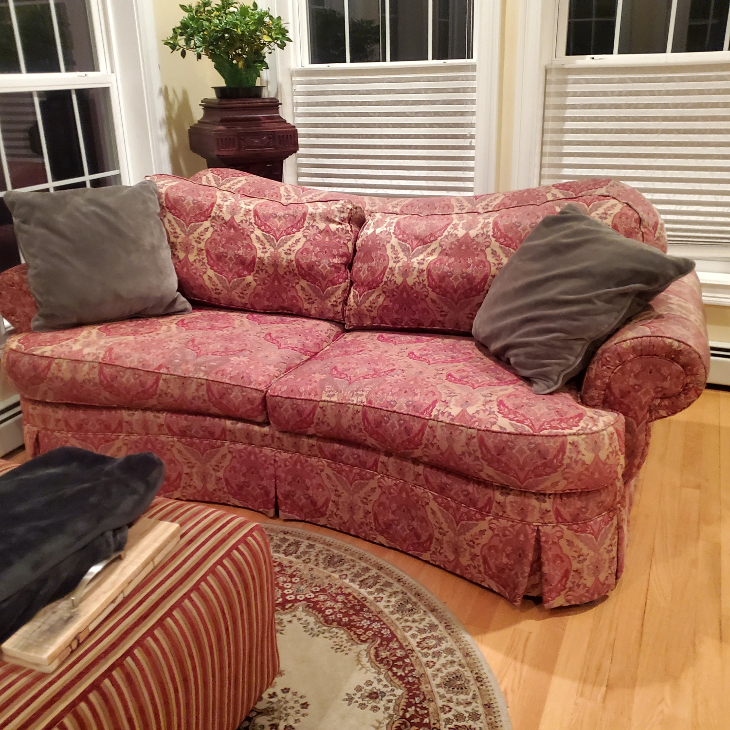 Ethan Allen Curved Camelback Sofa - image-2