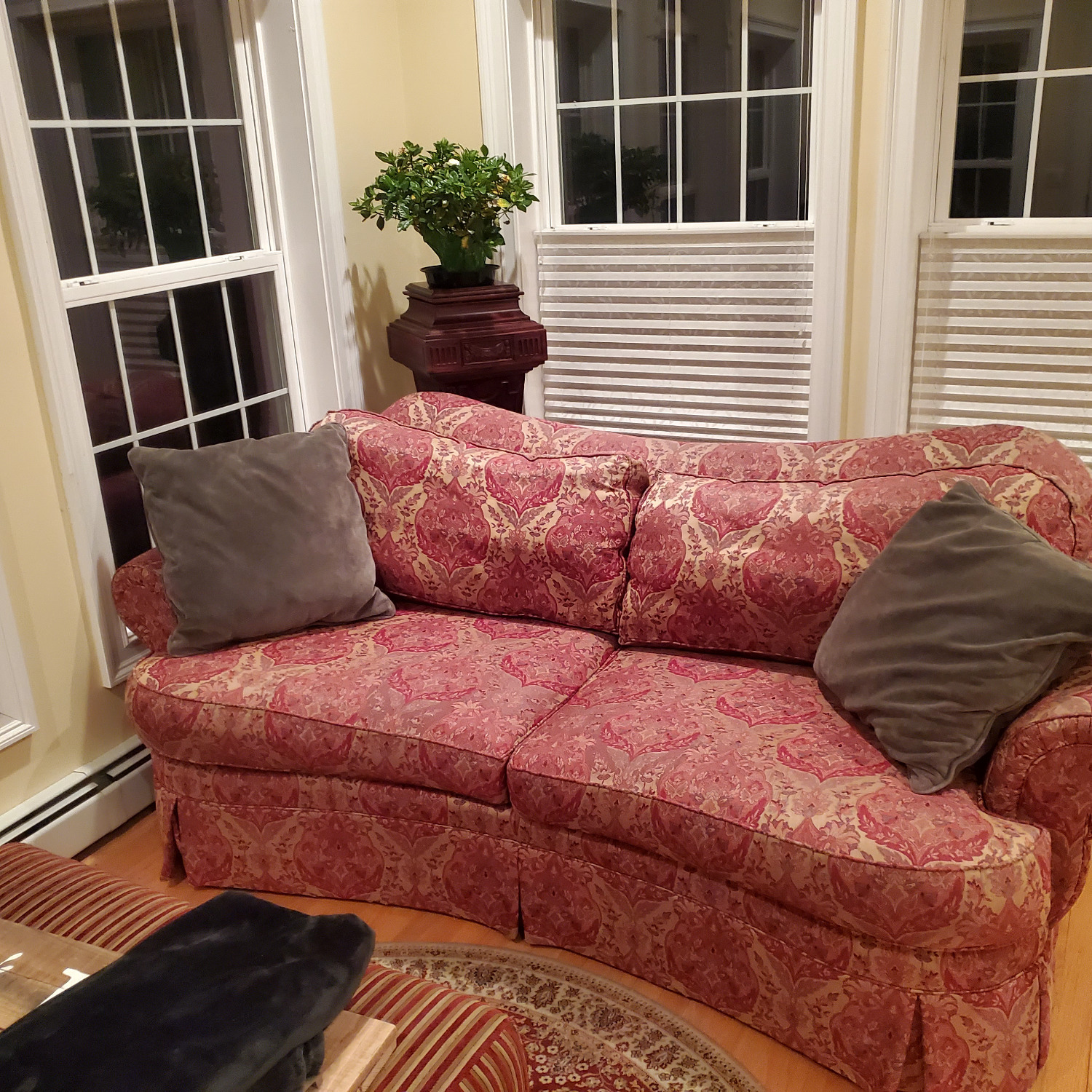 Ethan Allen Curved Camelback Sofa - image-1