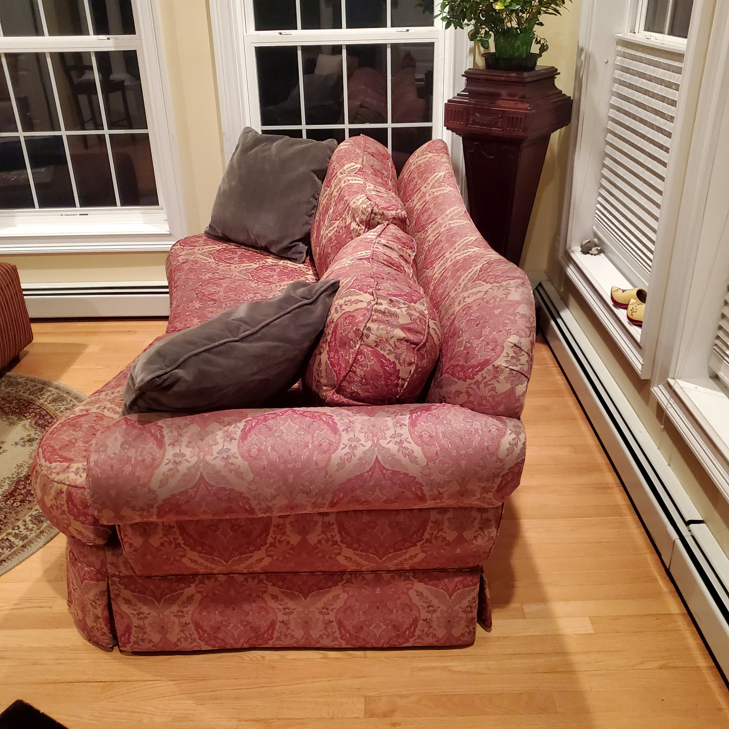 Ethan Allen Curved Camelback Sofa - image-7