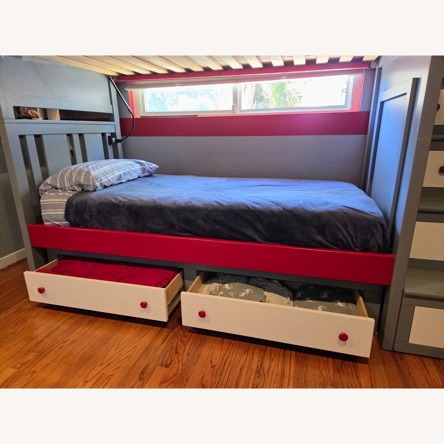 Custom Light Gray Bunk Bed W Storage - image-2