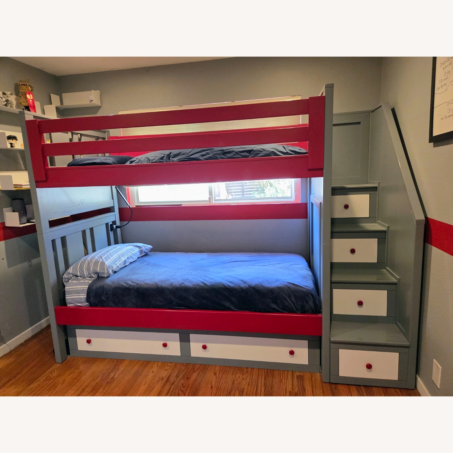 Custom Light Gray Bunk Bed W Storage - image-1