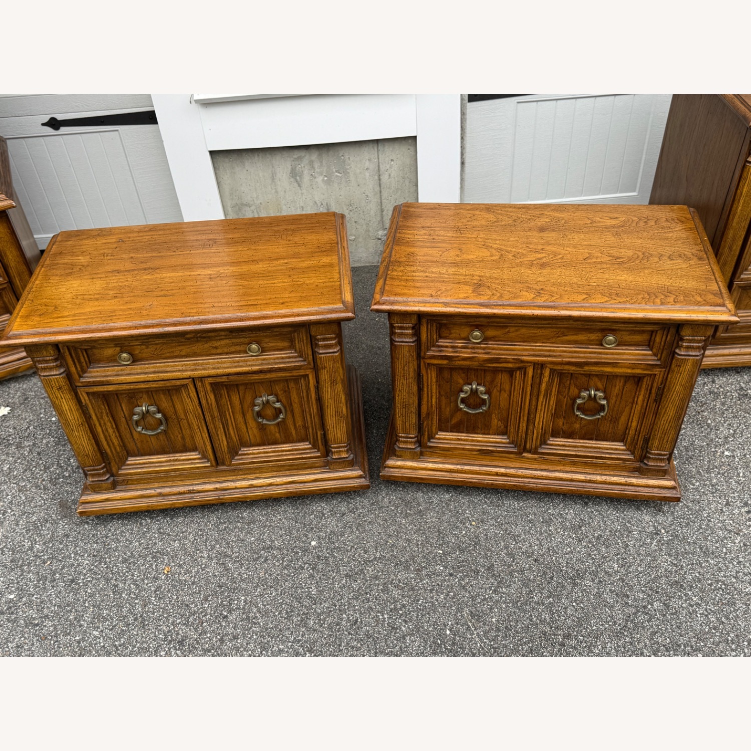 Vintage Thomasville Oak Nightstand- Set of 2 - image-2