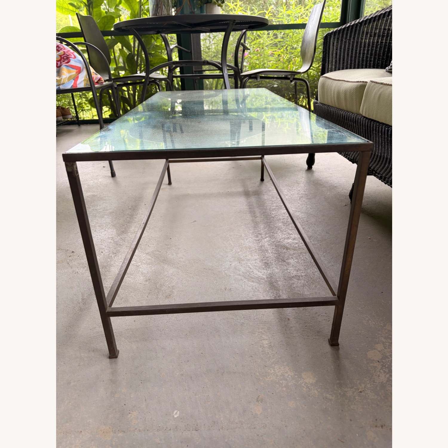 Metal Frame Glass Coffee Table - image-4