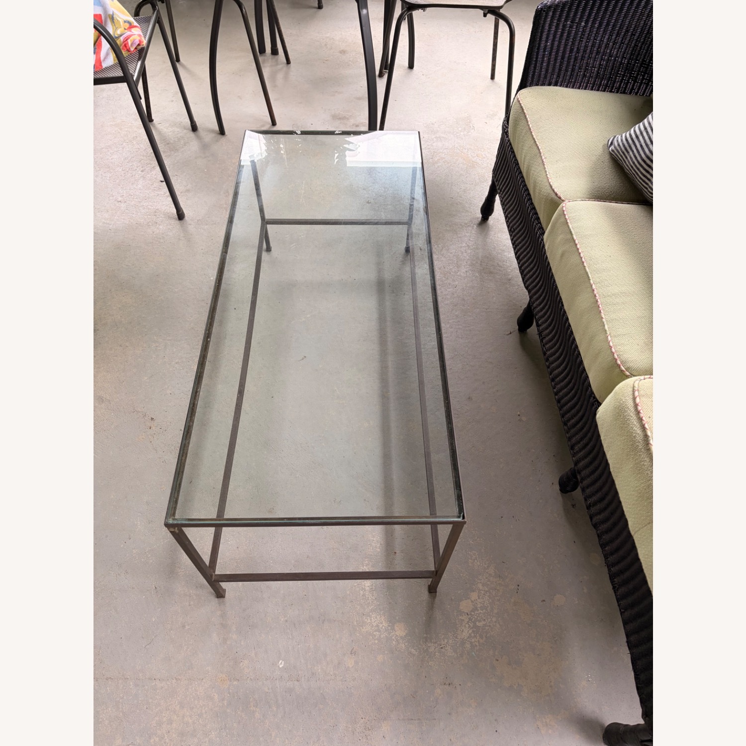 Metal Frame Glass Coffee Table - image-5