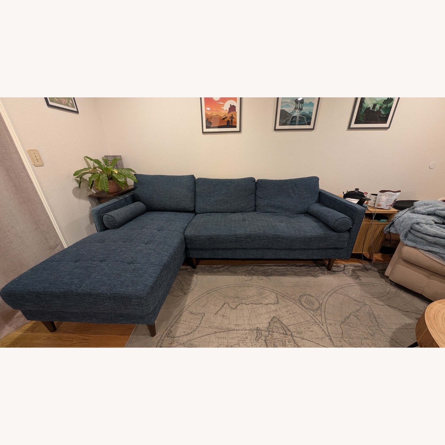 Blue Fabric 2 Piece Sectional - image-3