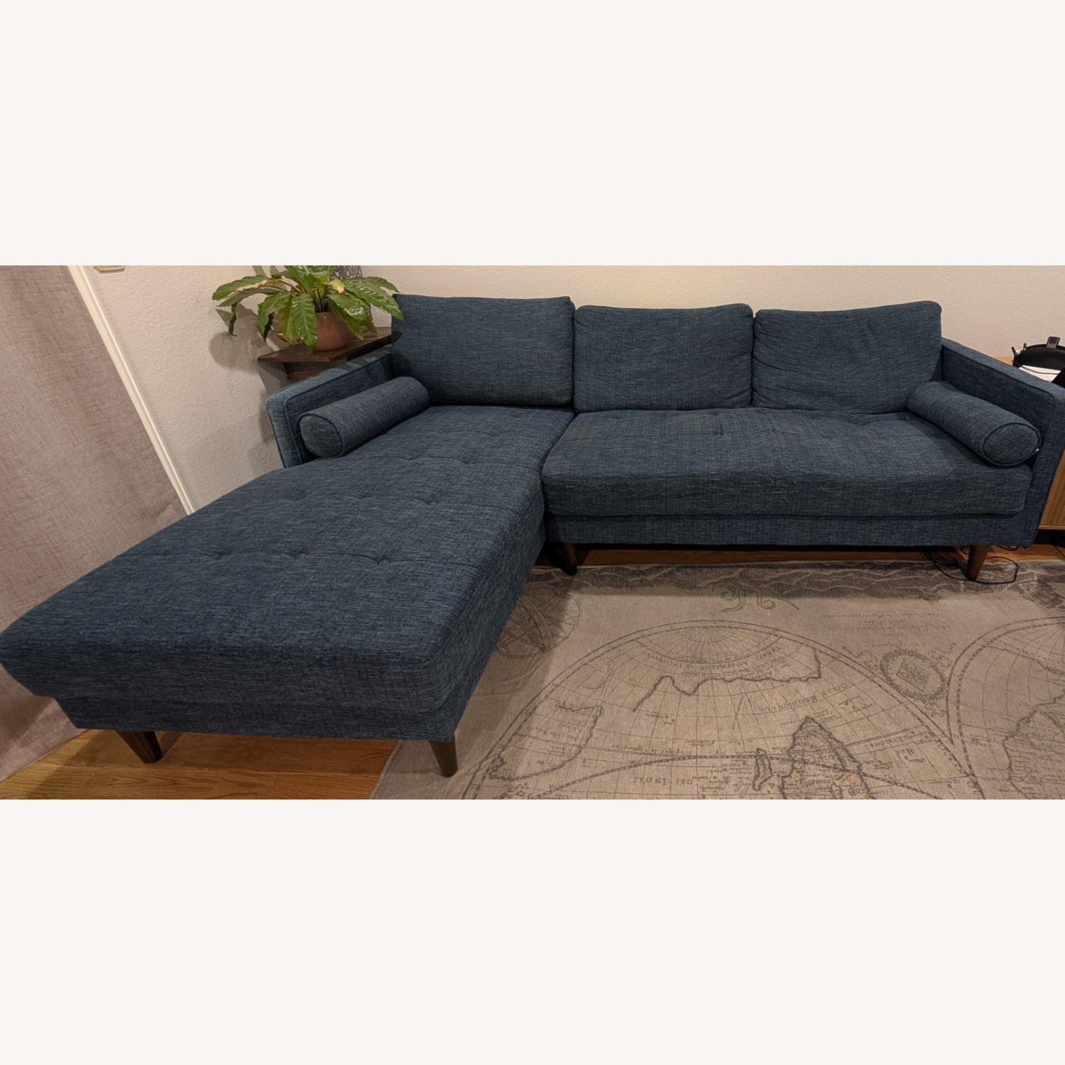 Blue Fabric 2 Piece Sectional - image-1