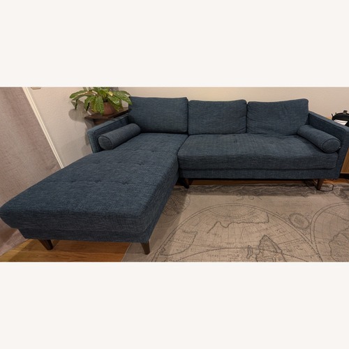 Used Blue Fabric 2 Piece Sectional for sale on AptDeco