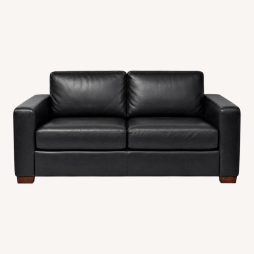 Used Design Within Reach Reid Black Leather 2 Seater Sofa for sale on AptDeco