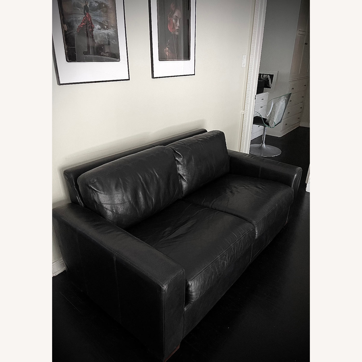 Design Within Reach Reid Black Leather 2 Seater Sofa - image-2