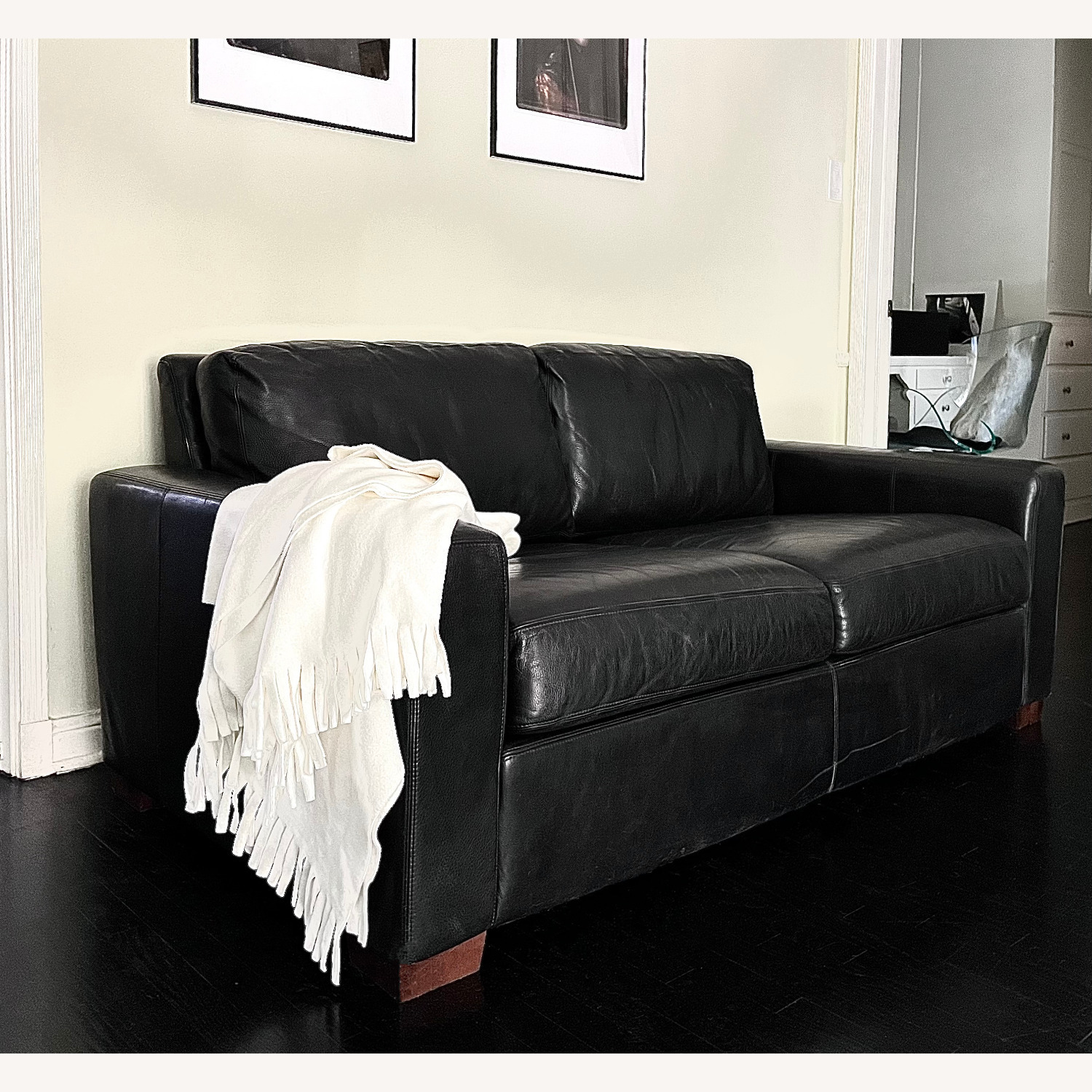 Design Within Reach Reid Black Leather 2 Seater Sofa - image-4