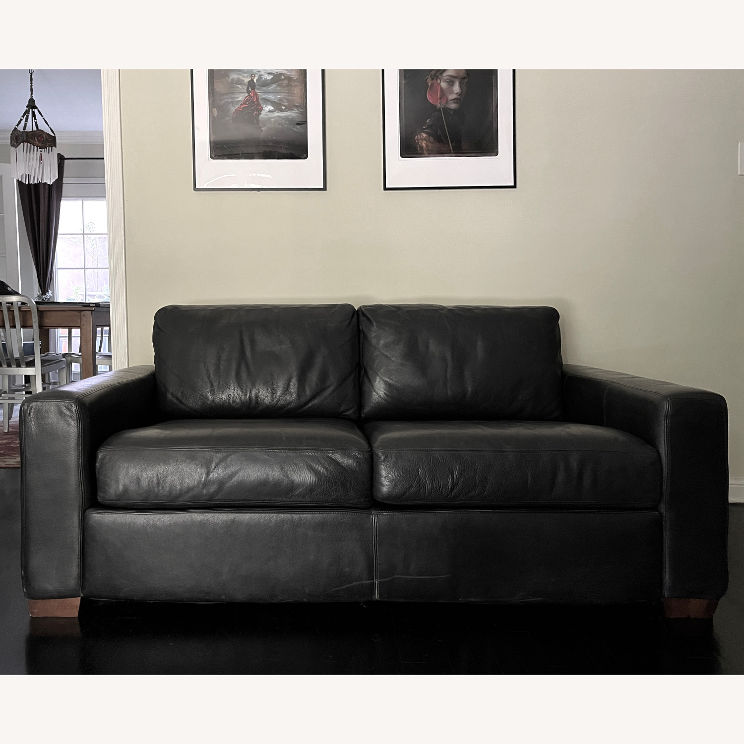 Design Within Reach Reid Black Leather 2 Seater Sofa - image-1