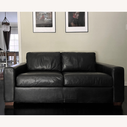 Used Design Within Reach Reid Black Leather 2 Seater Sofa for sale on AptDeco
