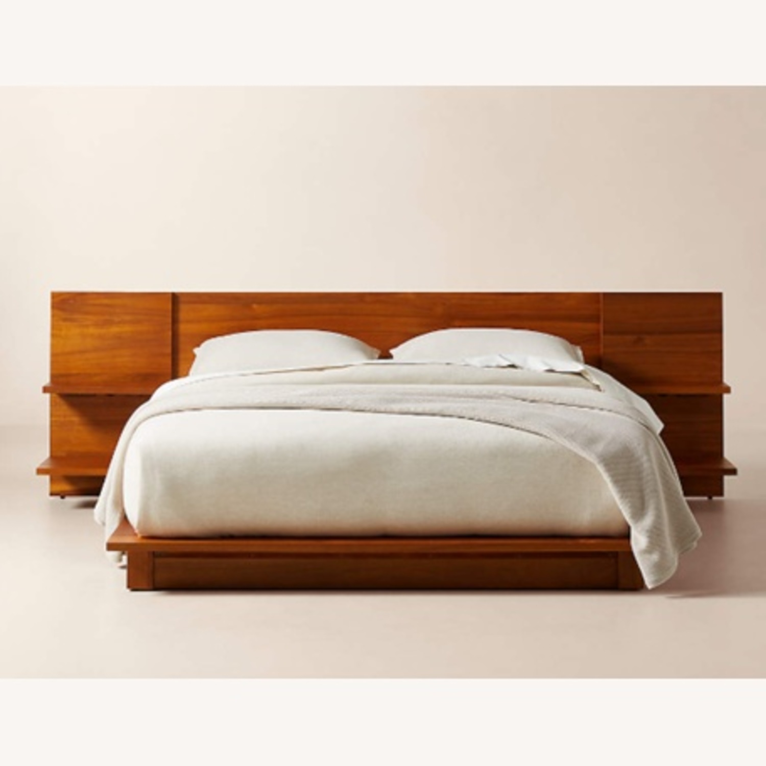 CB2 Andes Acacia Wood Platform Queen Bed with Nightstands - image-5