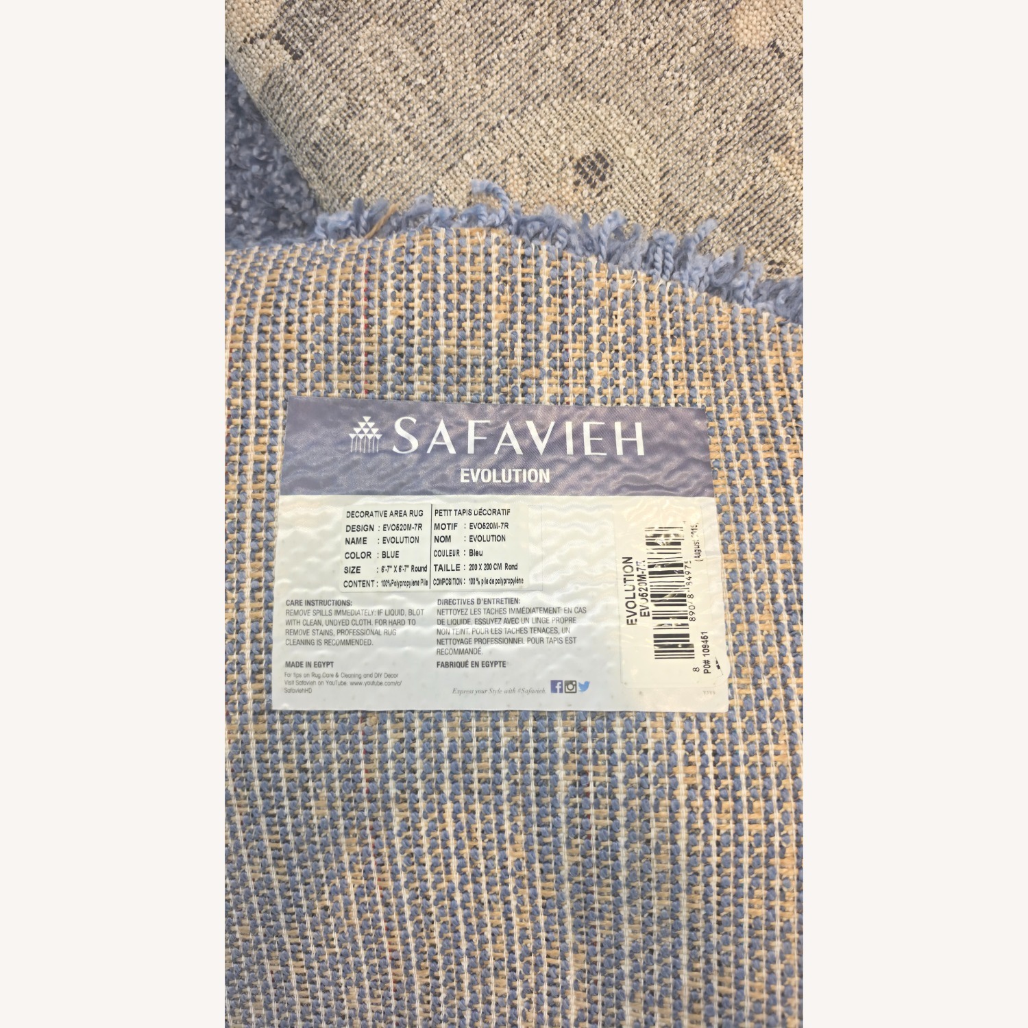 6ft Round Thick Blue Shag Area Rug - image-3