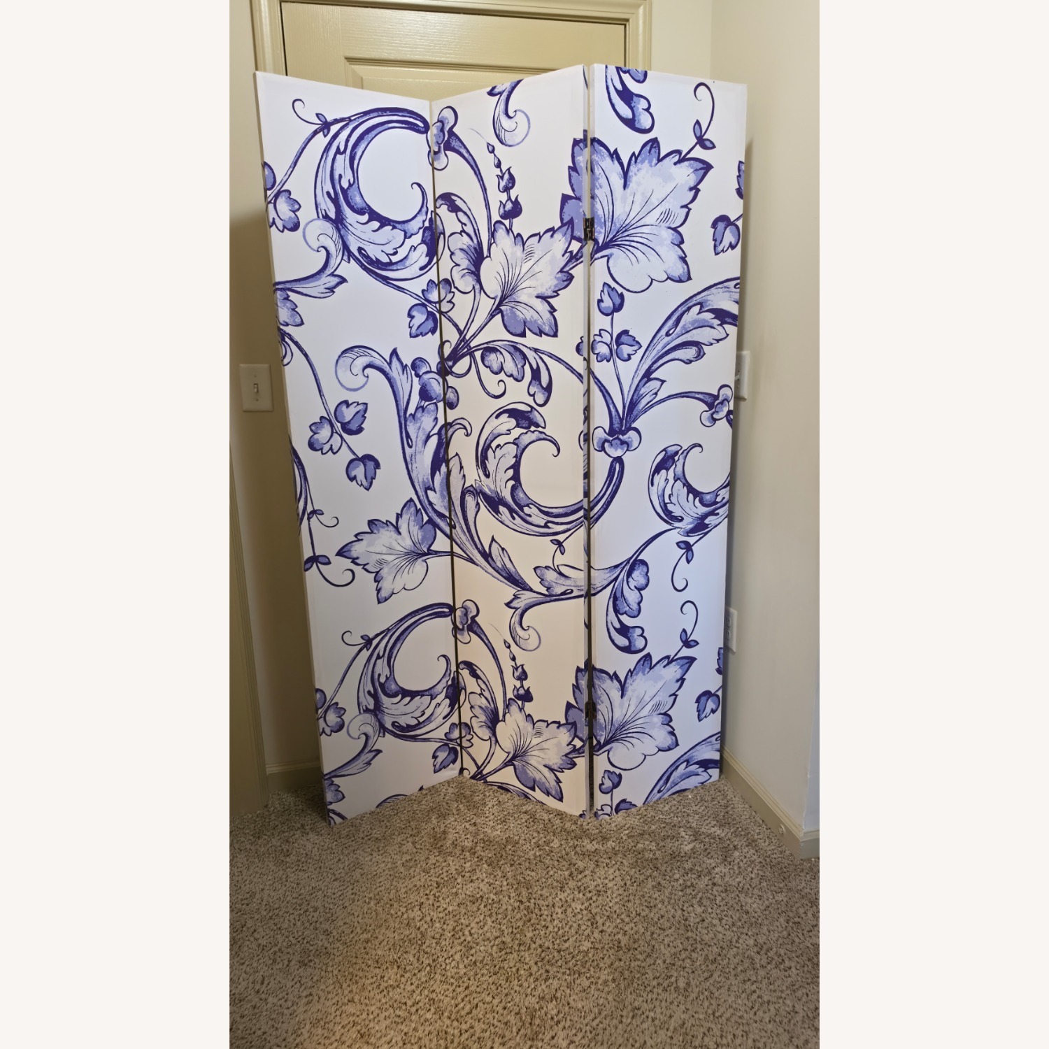 White Blue 3 Pannel Room Divider  - image-6