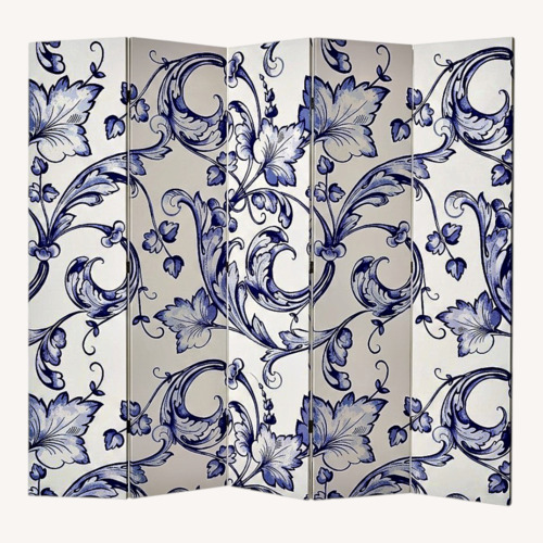 Used White Blue 3 Pannel Room Divider  for sale on AptDeco